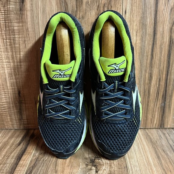 Mizuno Wave Enigma 5 Mens Running Shoes Black Yellow White Cushioned EUC Size 9 - Picture 4 of 7